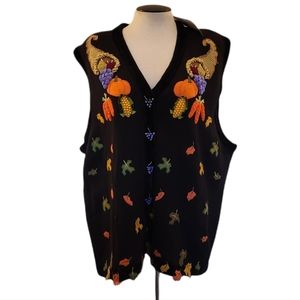 NWT! Jack Be Quick Black Fall Harvest Embroidered Vest 2XL